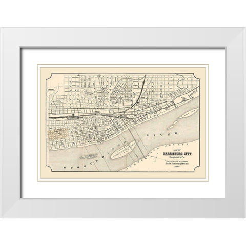 Harrisburg Pennsylvania - Boyd 1880 White Modern Wood Framed Art Print with Double Matting by Boyd