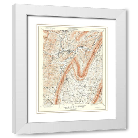 Hollidaysburg Pennsylvania Quad - USGS 1903 White Modern Wood Framed Art Print with Double Matting by USGS