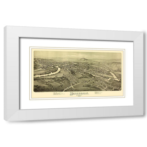 Honesdale Pennsylvania - Fowler 1890 White Modern Wood Framed Art Print with Double Matting by Fowler