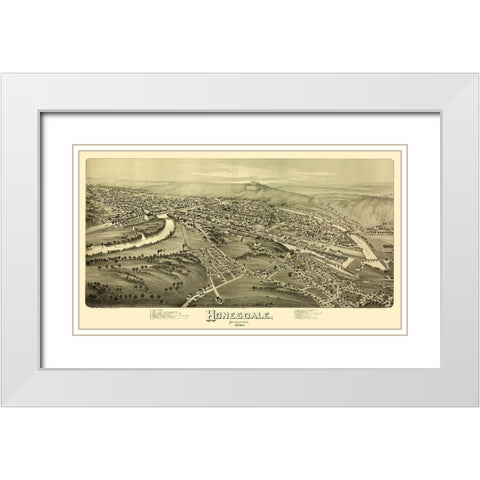 Honesdale Pennsylvania - Fowler 1890 White Modern Wood Framed Art Print with Double Matting by Fowler