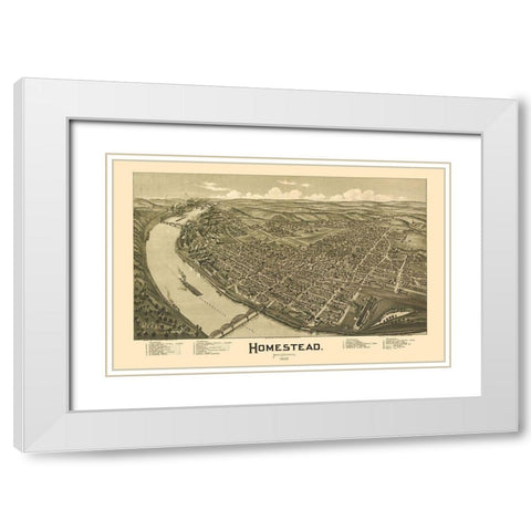 Homestead Pennsylvania - Fowler 1902 White Modern Wood Framed Art Print with Double Matting by Fowler