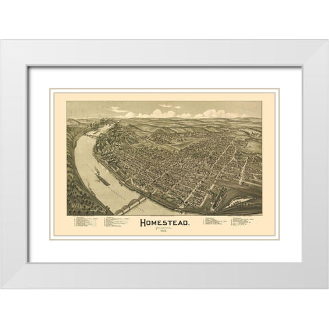 Homestead Pennsylvania - Fowler 1902 White Modern Wood Framed Art Print with Double Matting by Fowler