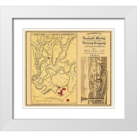 Humboldt Mining Refining Company PA - Gibson 1865 White Modern Wood Framed Art Print with Double Matting by Gibson