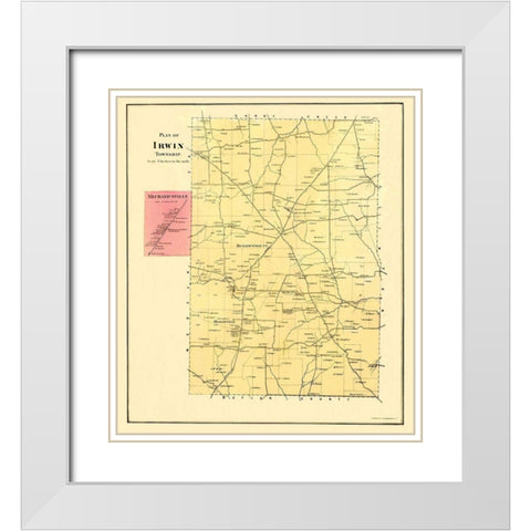 Irwin Pennsylvania Landowner - Mayer 1865 White Modern Wood Framed Art Print with Double Matting by Mayer