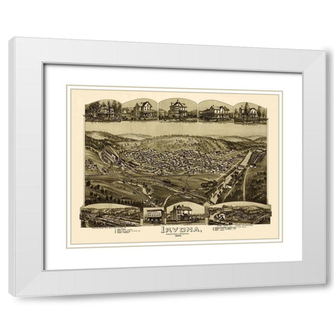 Irvona Pennsylvania - Fowler 1895 White Modern Wood Framed Art Print with Double Matting by Fowler