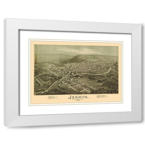 Jermyn Pennsylvania - Fowler 1889 White Modern Wood Framed Art Print with Double Matting by Fowler