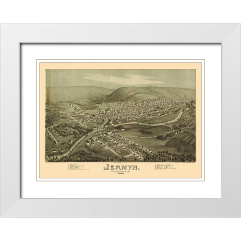 Jermyn Pennsylvania - Fowler 1889 White Modern Wood Framed Art Print with Double Matting by Fowler