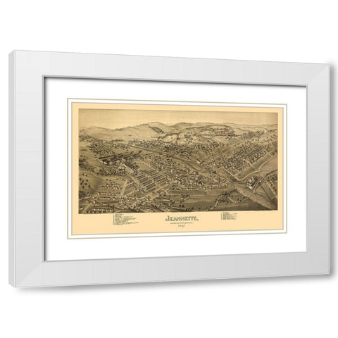 Jeannette Pennsylvania - Fowler 1897 White Modern Wood Framed Art Print with Double Matting by Fowler
