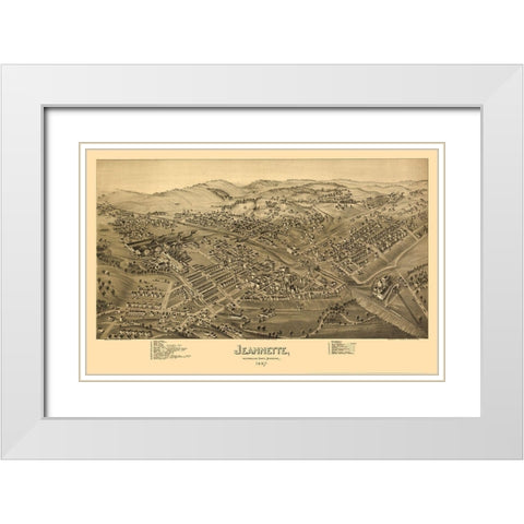 Jeannette Pennsylvania - Fowler 1897 White Modern Wood Framed Art Print with Double Matting by Fowler