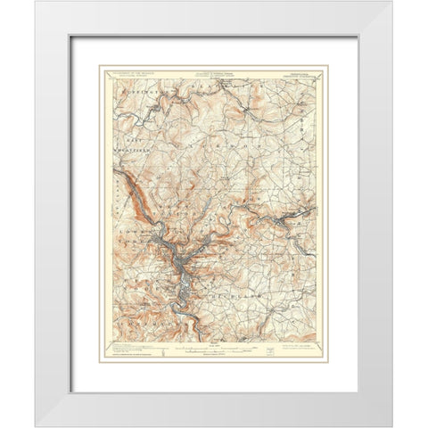 Johnstown Pennsylvania Quad - USGS 1907 White Modern Wood Framed Art Print with Double Matting by USGS