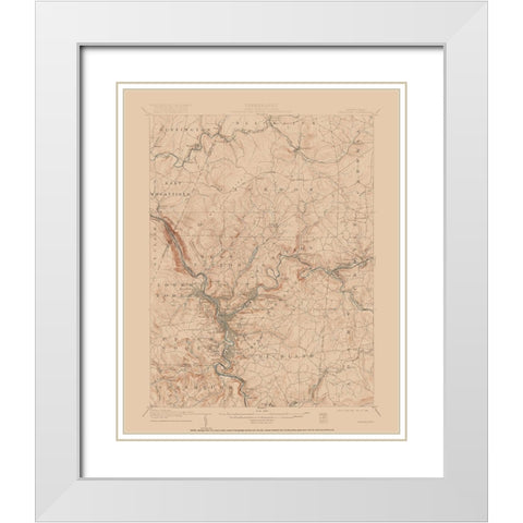 Johnstown Pennsylvania Quad - USGS 1907 White Modern Wood Framed Art Print with Double Matting by USGS