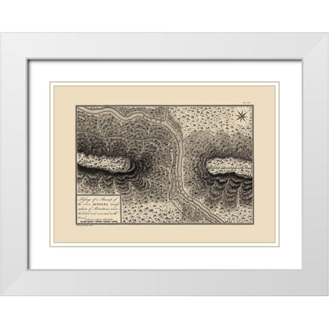 Juniata River Branch, Pennsylvania - Collot 1796 White Modern Wood Framed Art Print with Double Matting by Collot