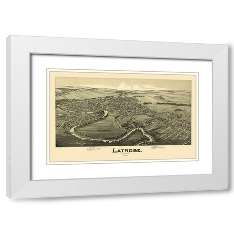 Latrobe Pennsylvania - Fowler 1900 White Modern Wood Framed Art Print with Double Matting by Fowler
