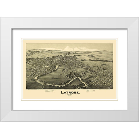 Latrobe Pennsylvania - Fowler 1900 White Modern Wood Framed Art Print with Double Matting by Fowler