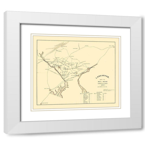 Lancaster Pennsylvania -1887 White Modern Wood Framed Art Print with Double Matting by Unknown