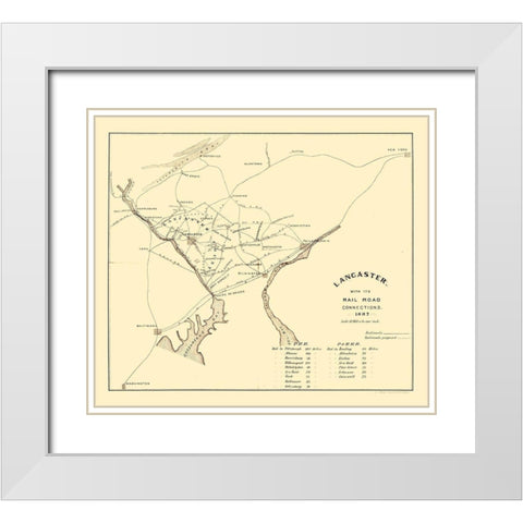 Lancaster Pennsylvania -1887 White Modern Wood Framed Art Print with Double Matting by Unknown