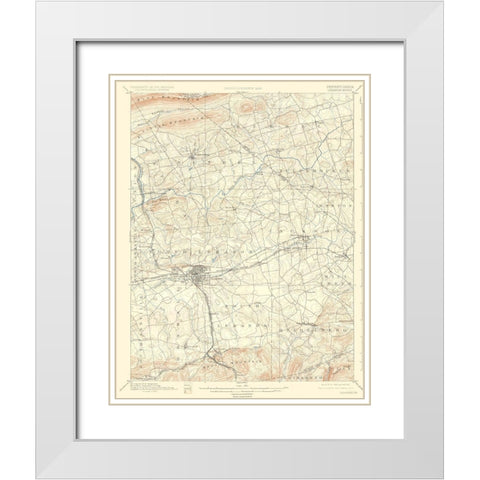 Lebanon Pennsylvania Quad - USGS 1899 White Modern Wood Framed Art Print with Double Matting by USGS
