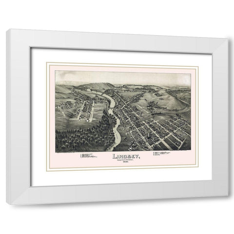 Lindsey Pennsylvania - Fowler 1895 White Modern Wood Framed Art Print with Double Matting by Fowler