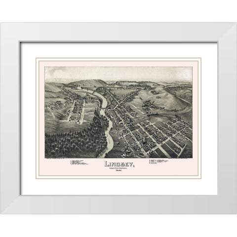 Lindsey Pennsylvania - Fowler 1895 White Modern Wood Framed Art Print with Double Matting by Fowler