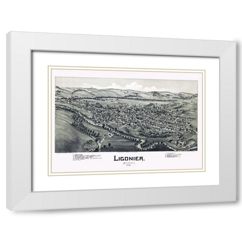 Ligonier Pennysylvania - Fowler 1900 White Modern Wood Framed Art Print with Double Matting by Fowler