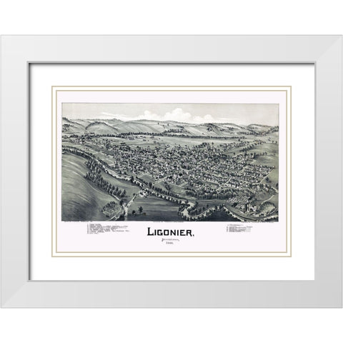 Ligonier Pennysylvania - Fowler 1900 White Modern Wood Framed Art Print with Double Matting by Fowler