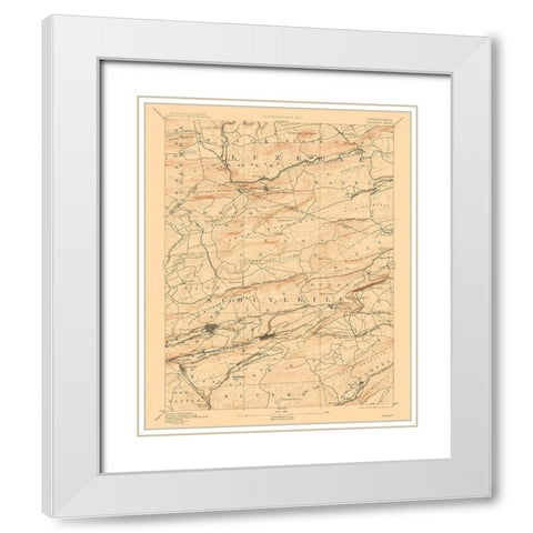 Mahanoy Pennsylvania Sheet - USGS 1893 White Modern Wood Framed Art Print with Double Matting by USGS
