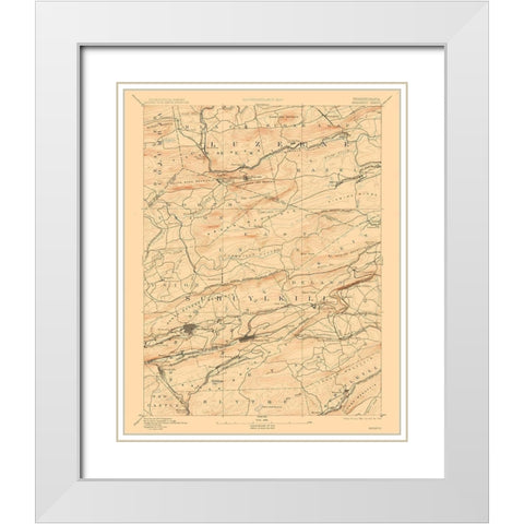 Mahanoy Pennsylvania Sheet - USGS 1893 White Modern Wood Framed Art Print with Double Matting by USGS
