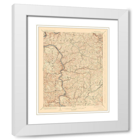 Masontown Pennsylvania Quad - USGS 1903 White Modern Wood Framed Art Print with Double Matting by USGS
