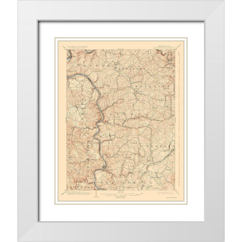 Masontown Pennsylvania Quad - USGS 1903 White Modern Wood Framed Art Print with Double Matting by USGS