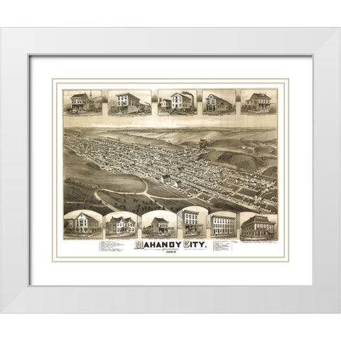 Mahanoy City Pennsylvania - Fowler 1889 White Modern Wood Framed Art Print with Double Matting by Fowler