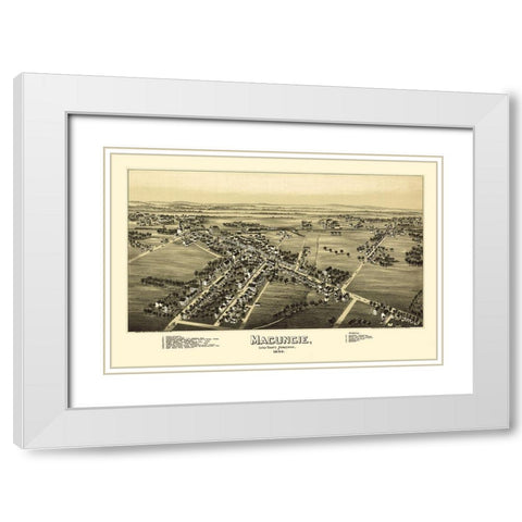 Macungie Pennsylvania - Fowler 1893 White Modern Wood Framed Art Print with Double Matting by Fowler