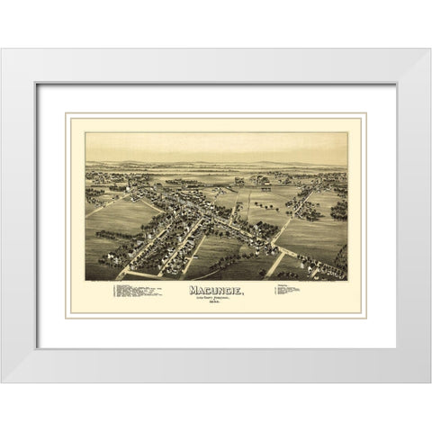 Macungie Pennsylvania - Fowler 1893 White Modern Wood Framed Art Print with Double Matting by Fowler