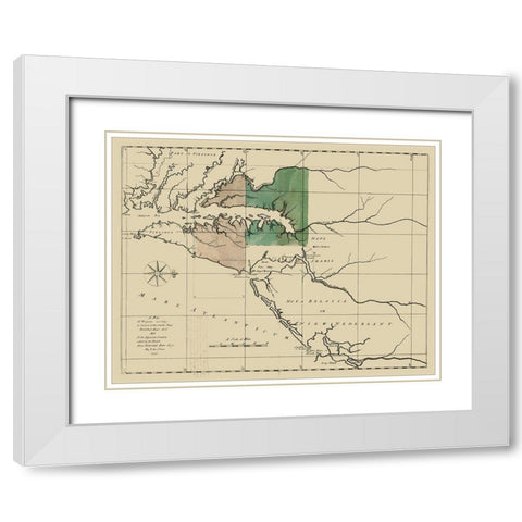 Virginia Pennsylvania Maryland - Senez 1732 White Modern Wood Framed Art Print with Double Matting by Senez