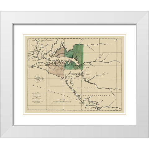 Virginia Pennsylvania Maryland - Senez 1732 White Modern Wood Framed Art Print with Double Matting by Senez