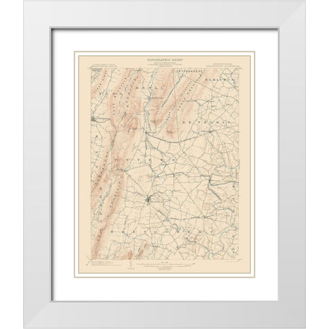 Mercersburg Pennsylvania Quad - USGS 1902 White Modern Wood Framed Art Print with Double Matting by USGS