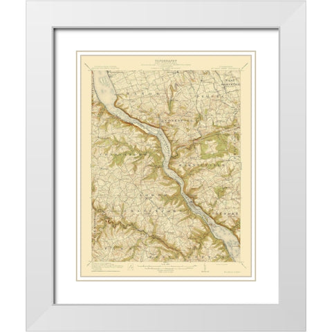 Mccalls Ferry Pennsylvania Quad - USGS 1912 White Modern Wood Framed Art Print with Double Matting by USGS