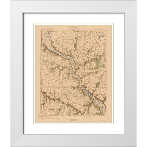 McCalls Ferry Pennsylvania Quad - USGS 1954 White Modern Wood Framed Art Print with Double Matting by USGS