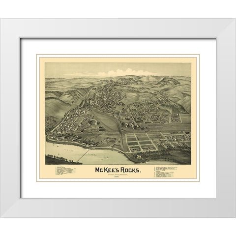 McKees Rocks Pennsylvania - Fowler 1901 White Modern Wood Framed Art Print with Double Matting by Fowler