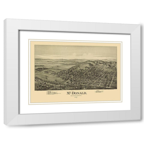 McDonald Pennsylvania - Fowler 1897 White Modern Wood Framed Art Print with Double Matting by Fowler