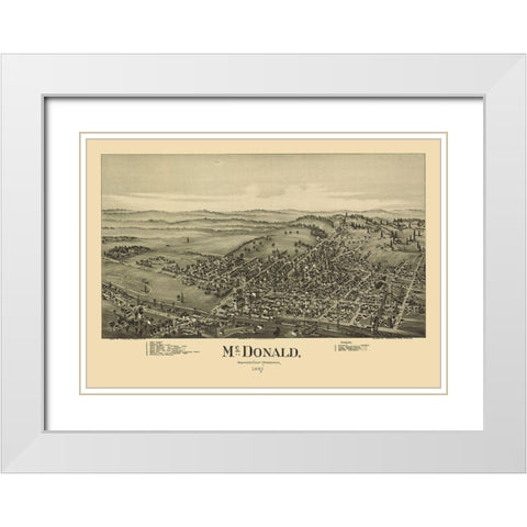 McDonald Pennsylvania - Fowler 1897 White Modern Wood Framed Art Print with Double Matting by Fowler