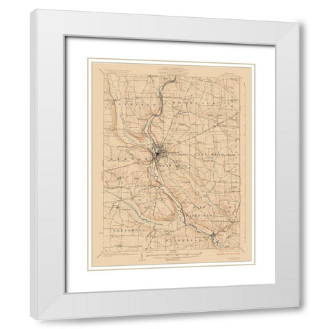 Meadville Pennsylvania Quad - USGS 1923 White Modern Wood Framed Art Print with Double Matting by USGS