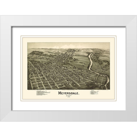 Meyersdale Pennsylvania - Fowler 1900 White Modern Wood Framed Art Print with Double Matting by Fowler