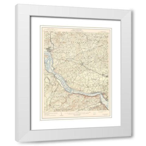 Middletown Pennsylvania Quad - USGS 1908 White Modern Wood Framed Art Print with Double Matting by USGS