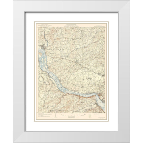 Middletown Pennsylvania Quad - USGS 1908 White Modern Wood Framed Art Print with Double Matting by USGS
