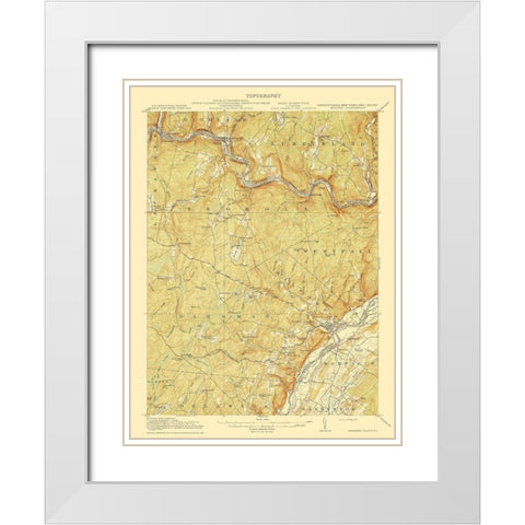 Milford New York New Jersey Quad - USGS 1915 White Modern Wood Framed Art Print with Double Matting by USGS