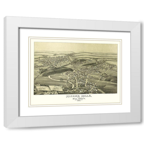 Miners Mills Mill Creek Pennsylvania - Fowler 1892 White Modern Wood Framed Art Print with Double Matting by Fowler