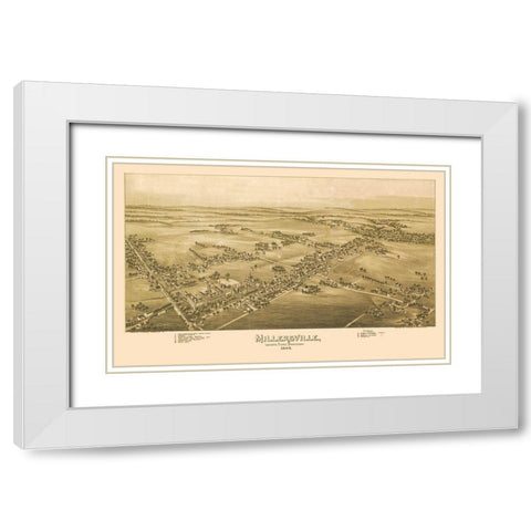 Millersville Pennsylvania - Fowler 1894 White Modern Wood Framed Art Print with Double Matting by Fowler