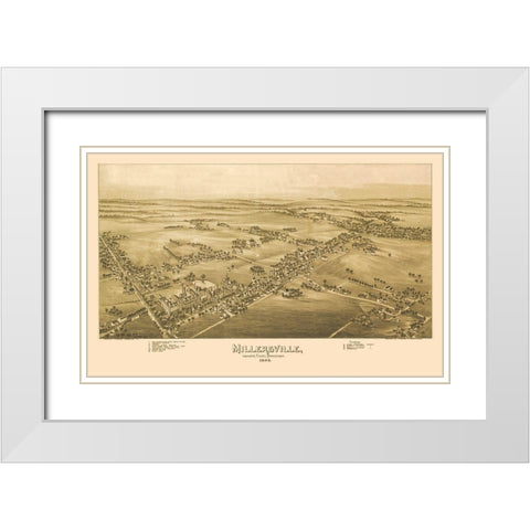 Millersville Pennsylvania - Fowler 1894 White Modern Wood Framed Art Print with Double Matting by Fowler