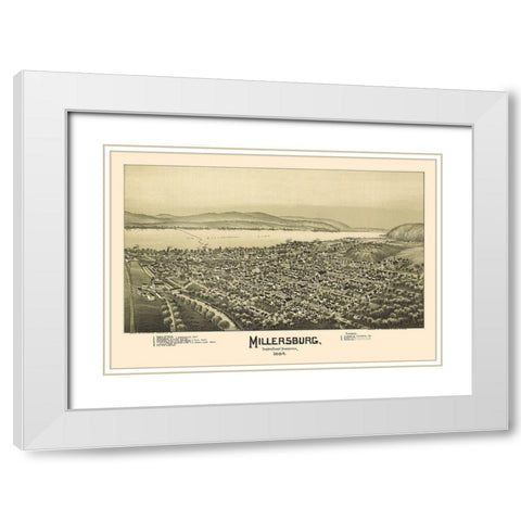 Millersburg Pennsylvania - Fowler 1894 White Modern Wood Framed Art Print with Double Matting by Fowler