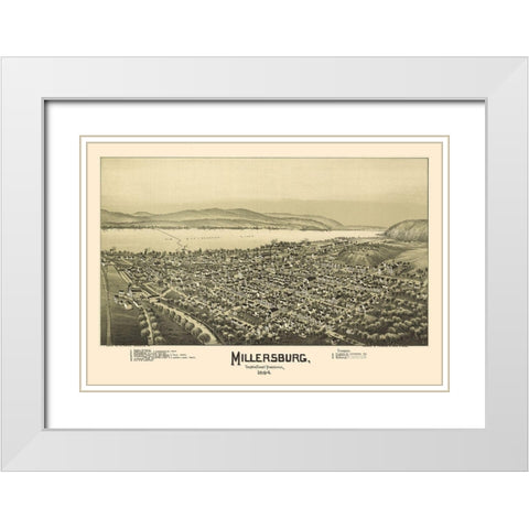 Millersburg Pennsylvania - Fowler 1894 White Modern Wood Framed Art Print with Double Matting by Fowler
